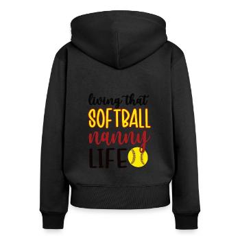 Nounou Grand-mère Par Joueur de Softball Softball Nounou - Sweat à capuche zippé Premium bio Femme - noir - Dos - Julia (174cm)