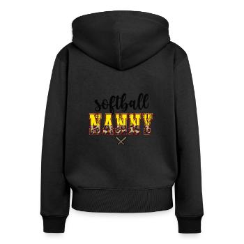 Nanny Grandma Of a Softball Player Softball Nanny - Women's Premium Organic Zip Hoodie - black - Back - Julia (174cm)
