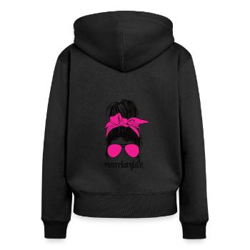 Secrétaire Appréciation Employé de bureau Cadeau - Sweat à capuche zippé Premium bio Femme - noir - Dos - Julia (174cm)