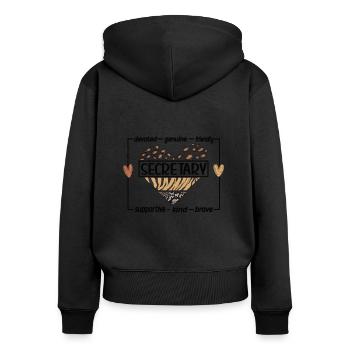 Secrétaire Appréciation Employé de bureau Cadeau - Sweat à capuche zippé Premium bio Femme - noir - Dos - Julia (174cm)