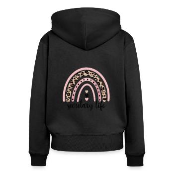 Secrétaire Appréciation Employé de bureau Cadeau - Sweat à capuche zippé Premium bio Femme - noir - Dos - Julia (174cm)