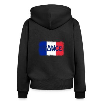 France - Frauen Premium Bio Zip Hoodie - Schwarz - Hinten - Julia (174cm)
