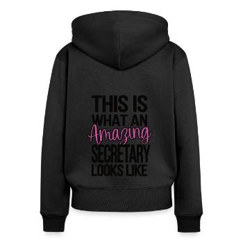 Secretary Gift Office Worker Appreciation - Women's Premium Organic Zip Hoodie - black - Back - Julia (174cm)