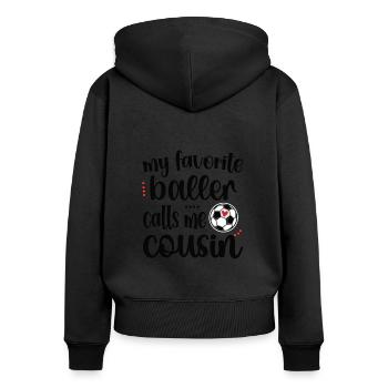 Best Soccer Cousin Of A Soccer Player Cousin Gift - Frauen Premium Bio Zip Hoodie - Schwarz - Hinten - Julia (174cm)