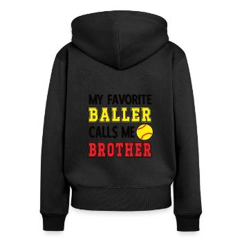 Softball Brother Of A Softball Player Bro Gifts - Frauen Premium Bio Zip Hoodie - Schwarz - Hinten - Julia (174cm)