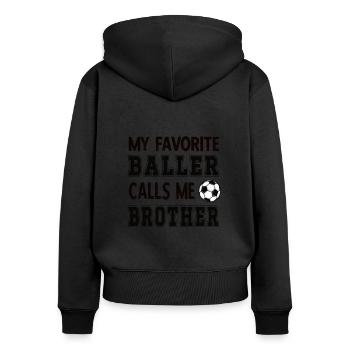 Fier frère footballeur Joueur de football frère - Sweat à capuche zippé Premium bio Femme - noir - Dos - Julia (174cm)