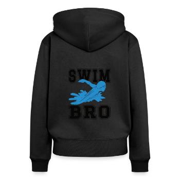 Fier frère nageur Frère d’un nageur - Sweat à capuche zippé Premium bio Femme - noir - Dos - Julia (174cm)