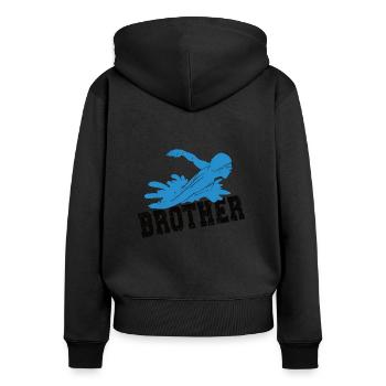 Fier frère nageur Frère d’un nageur - Sweat à capuche zippé Premium bio Femme - noir - Dos - Julia (174cm)