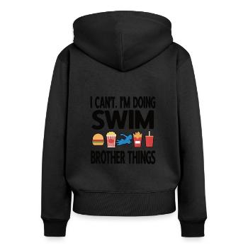 Proud Swimming Brother Brother Of a Swimmer - Women's Premium Organic Zip Hoodie - black - Back - Julia (174cm)