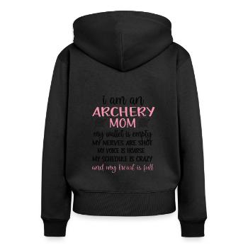 Stolze Bogenschießen-Mutter Von Bogenschützen Mama - Frauen Premium Bio Zip Hoodie - Schwarz - Hinten - Julia (174cm)