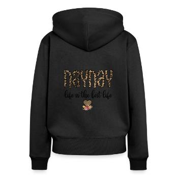 Naynay Grand-mère Fête des mères Naynay Cadeau Grand-mère - Sweat à capuche zippé Premium bio Femme - noir - Dos - Julia (174cm)