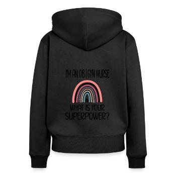 Geburtshilfe Gynäkologie OB GYN Krankenschwester - Frauen Premium Bio Zip Hoodie - Schwarz - Hinten - Julia (174cm)