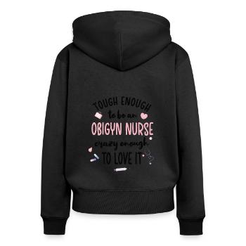 OB GYN Krankenschwester Geburtshilfe Gynäkologie - Frauen Premium Bio Zip Hoodie - Schwarz - Hinten - Julia (174cm)