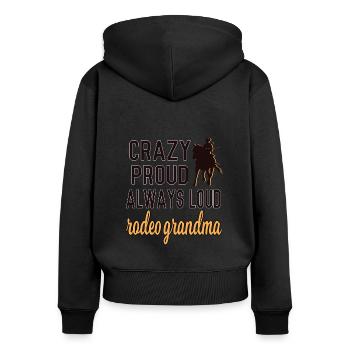 Stolze Rodeo Oma Rodeo-Reiter Großmutter Geschenk - Frauen Premium Bio Zip Hoodie - Schwarz - Hinten - Julia (174cm)