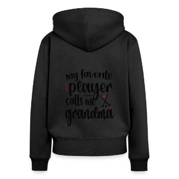 Fière hockey sur gazon Grand-mère Joueuse de hockey sur gazon Grand-mère - Sweat à capuche zippé Premium bio Femme - noir - Dos - Julia (174cm)