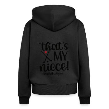 Stolze Feldhockey-Tante Feldhockeyspieler Tante - Frauen Premium Bio Zip Hoodie - Schwarz - Hinten - Julia (174cm)
