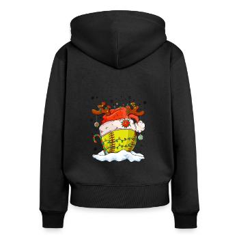 Softball Christmas Softball Player Xmas Party Gift - Frauen Premium Bio Zip Hoodie - Schwarz - Hinten - Julia (174cm)