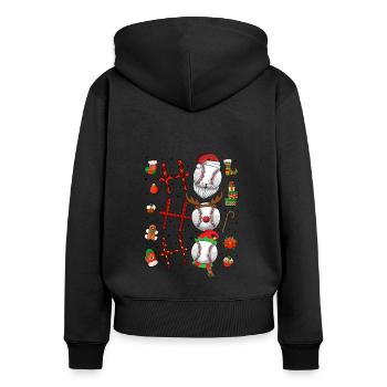 Baseball Noël Joueur de baseball Fête de Noël - Sweat à capuche zippé Premium bio Femme - noir - Dos - Julia (174cm)
