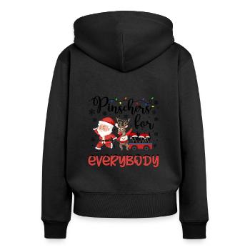 Pinscher miniature Noël Min Pin Pin Cadeaux de Noël - Sweat à capuche zippé Premium bio Femme - noir - Dos - Julia (174cm)