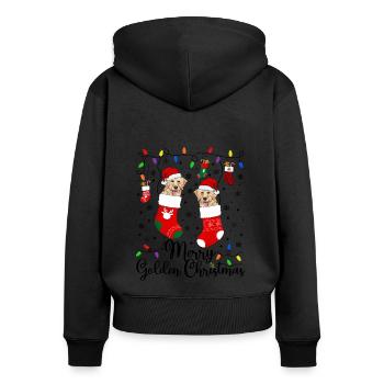 Golden Retriever Christmas Golden Dog Gift - Women's Premium Organic Zip Hoodie - black - Back - Julia (174cm)