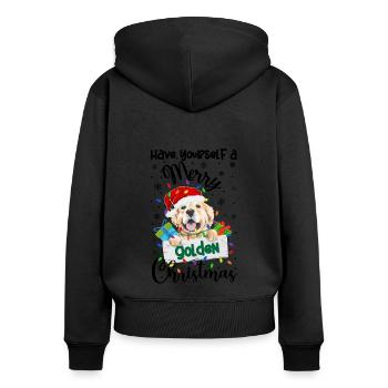 Golden Retriever Noël Golden Dog Cadeaux de Noël - Sweat à capuche zippé Premium bio Femme - noir - Dos - Julia (174cm)