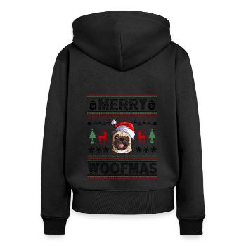 Pug Ugly Christmas Pug Xmas Party Pug Lover Gifts - Women's Premium Organic Zip Hoodie - black - Back - Julia (174cm)