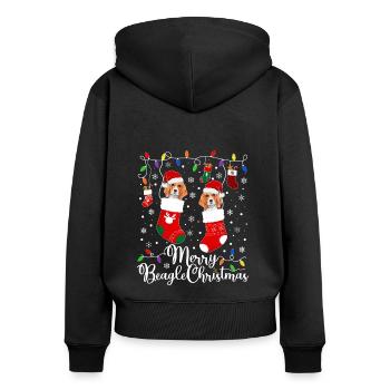 Beagle Christmas Party Beagle Dog Xmas Gifts - Frauen Premium Bio Zip Hoodie - Schwarz - Hinten - Julia (174cm)