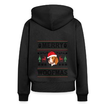 Beagle Ugly Christmas Beagle Dog Xmas Party - Frauen Premium Bio Zip Hoodie - Schwarz - Hinten - Julia (174cm)