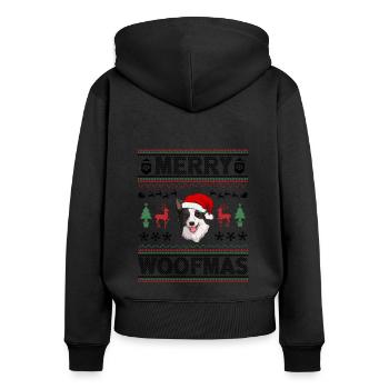 Border Collie Weihnacht Goldener Hunde Geschenk - Frauen Premium Bio Zip Hoodie - Schwarz - Hinten - Julia (174cm)