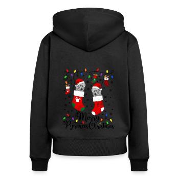 Great Pyrenees Weihnacht Goldener Hunde Geschenk - Frauen Premium Bio Zip Hoodie - Schwarz - Hinten - Julia (174cm)
