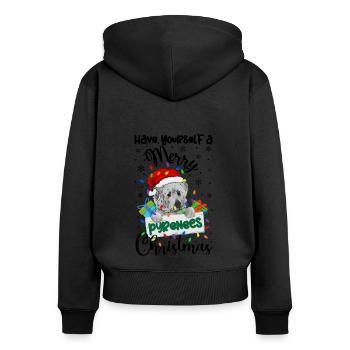 Great Pyrenees Weihnacht Goldener Hunde Geschenk - Frauen Premium Bio Zip Hoodie - Schwarz - Hinten - Julia (174cm)