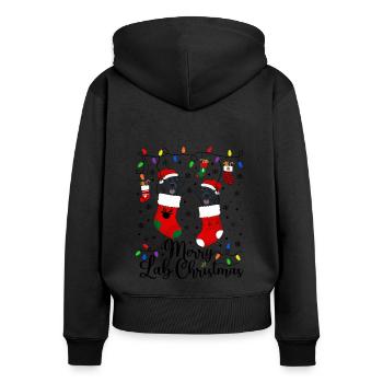 Cadeau de chien d’or de Noël Labrador - Sweat à capuche zippé Premium bio Femme - noir - Dos - Julia (174cm)