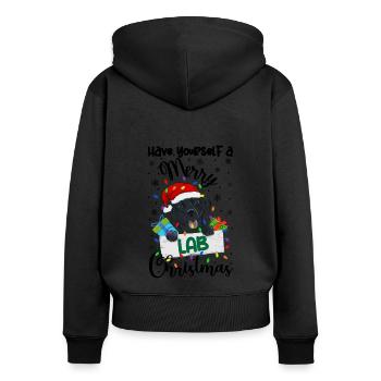 Cadeau de chien d’or de Noël Labrador - Sweat à capuche zippé Premium bio Femme - noir - Dos - Julia (174cm)