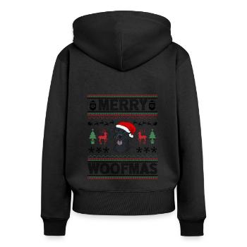 Cadeau de chien d’or de Noël Labrador - Sweat à capuche zippé Premium bio Femme - noir - Dos - Julia (174cm)