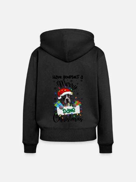 Great Dane Christmas Golden Dog Gift - Women's Premium Organic Zip Hoodie - black