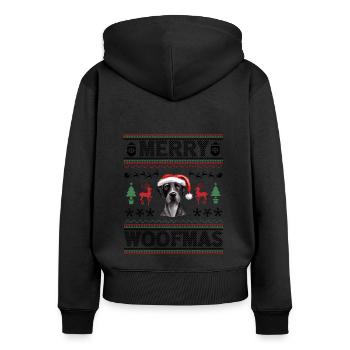 Grand Danois Noël laid Grand Danois Cadeaux de Noël - Sweat à capuche zippé Premium bio Femme - noir - Dos - Julia (174cm)
