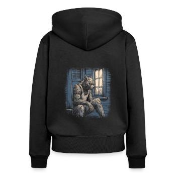 Dog Wolf Werewolf Cerberus Hellhound myth - Women's Premium Organic Zip Hoodie - black - Back - Julia (174cm)