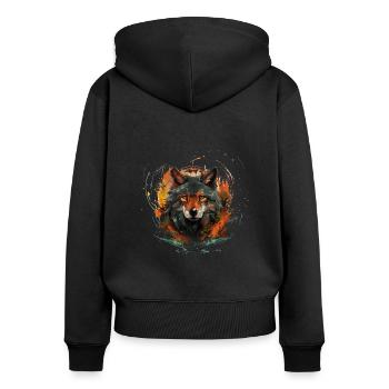 Dog Wolf Werewolf Cerberus Hell Myth Mythical - Women's Premium Organic Zip Hoodie - black - Back - Julia (174cm)