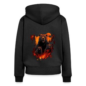 Ours, nature, environnement, protection de - Sweat à capuche zippé Premium bio Femme - noir - Dos - Julia (174cm)