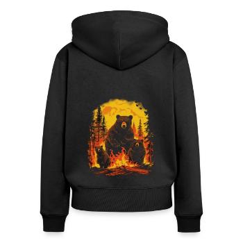 Bear Nature Environment Environmental Protection - Women's Premium Organic Zip Hoodie - black - Back - Julia (174cm)