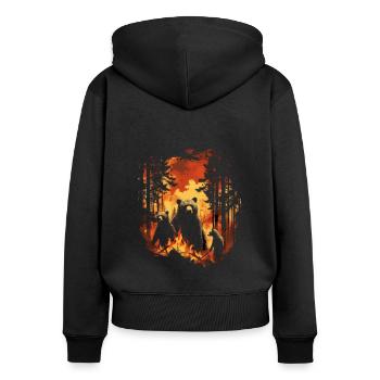 Ours, nature, environnement, protection de - Sweat à capuche zippé Premium bio Femme - noir - Dos - Julia (174cm)