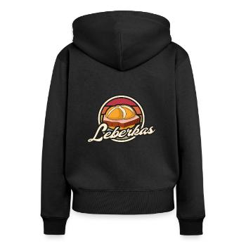 Leberkas Leberkäsesemmel Vintage retro - Frauen Premium Bio Zip Hoodie - Schwarz - Hinten - Julia (174cm)