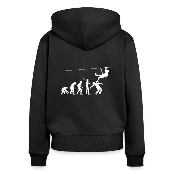 Tyrolienne - Sweat à capuche zippé Premium bio Femme - noir - Dos - Julia (174cm)
