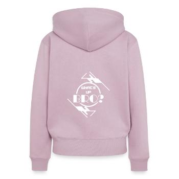 Was geht? - Frauen Premium Bio Zip Hoodie - Altrosa - Hinten - Julia (174cm)