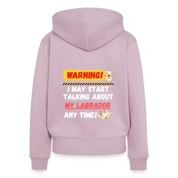 Warning Labrador - Women's Premium Organic Zip Hoodie - dusky pink - Back - Julia (174cm)