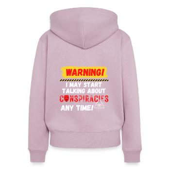 Warning Conspiracies - Women's Premium Organic Zip Hoodie - dusky pink - Back - Julia (174cm)