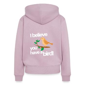 vous avez un oiseau - Sweat à capuche zippé Premium bio Femme - rose poudré - Dos - Julia (174cm)