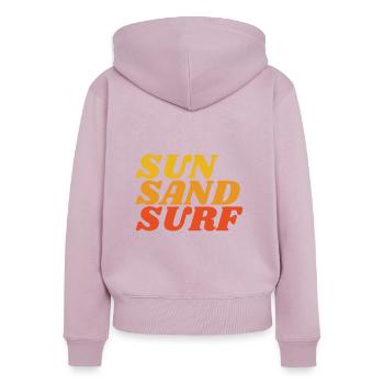 SUN SURF SAND - Frauen Premium Bio Zip Hoodie - Altrosa - Hinten - Julia (174cm)