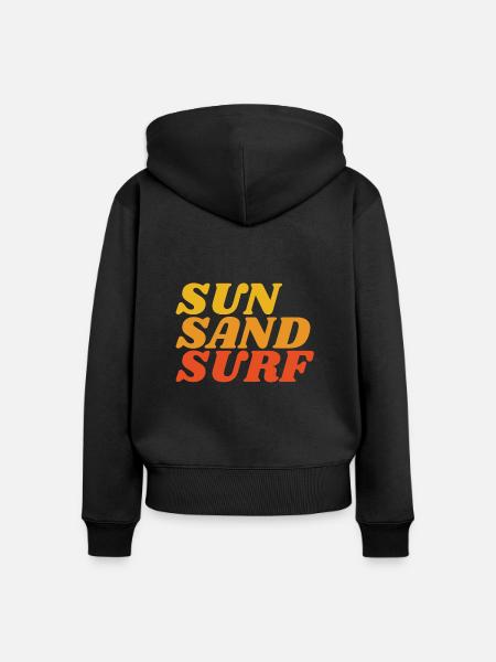 SUN SURF SAND - Frauen Premium Bio Zip Hoodie - Schwarz