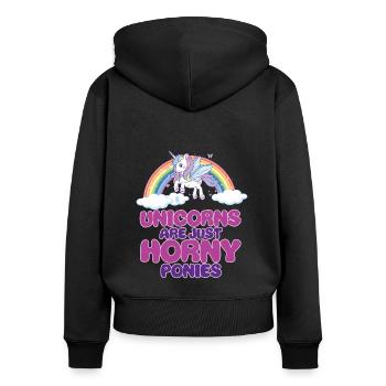 Lustiger Einhorn Spruch I Einhörner - Frauen Premium Bio Zip Hoodie - Schwarz - Hinten - Julia (174cm)